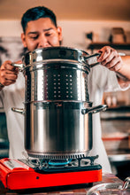 Load image into Gallery viewer, FRESHAIR™ RAPID BOIL 8 QT. STAINLESS STEEL MULTI-POT/STEAMER, TIME-AND-ENERGY SAVING COOKWARE FOR GAS STOVE