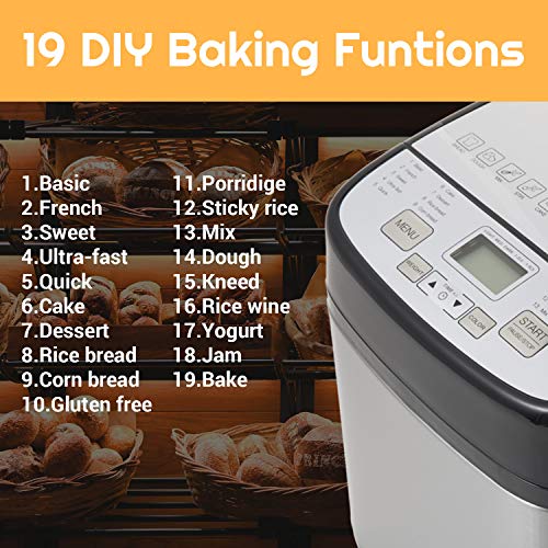 Sybo BM8601 Stainless Steel Bread Machine, 1.5 LB 19-in-1