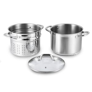 FRESHAIR™ RAPID BOIL 8 QT. STAINLESS STEEL MULTI-POT/STEAMER, TIME-AND-ENERGY SAVING COOKWARE FOR GAS STOVE