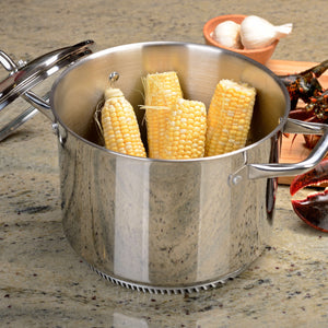 FRESHAIR™ 8 QT. STAINLESS STEEL STOCK POT, TIME-AND-ENERGY SAVING COOKWARE FOR GAS STOVE